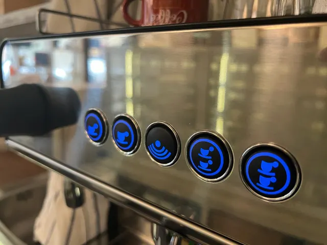Close-up of the coffee machine buttons